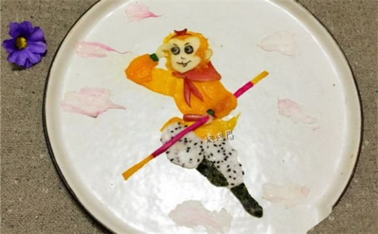 西游记创意水果拼盘图片,师徒四人居然还带上了如来佛祖