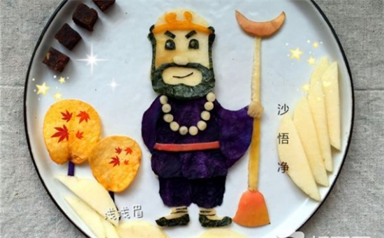 西游记创意水果拼盘图片,师徒四人居然还带上了如来佛祖