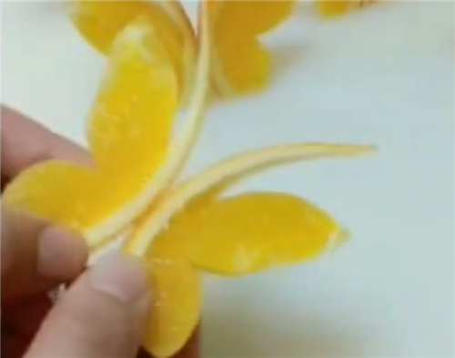 创意水果拼盘装饰(图解),用橙子制成蝴蝶美化拼盘