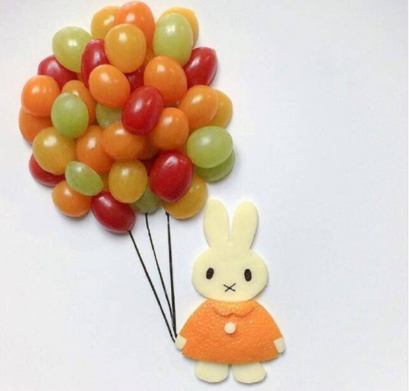 简单漂亮的幼儿水果拼盘图片,最可爱的竟然是一只黑猫